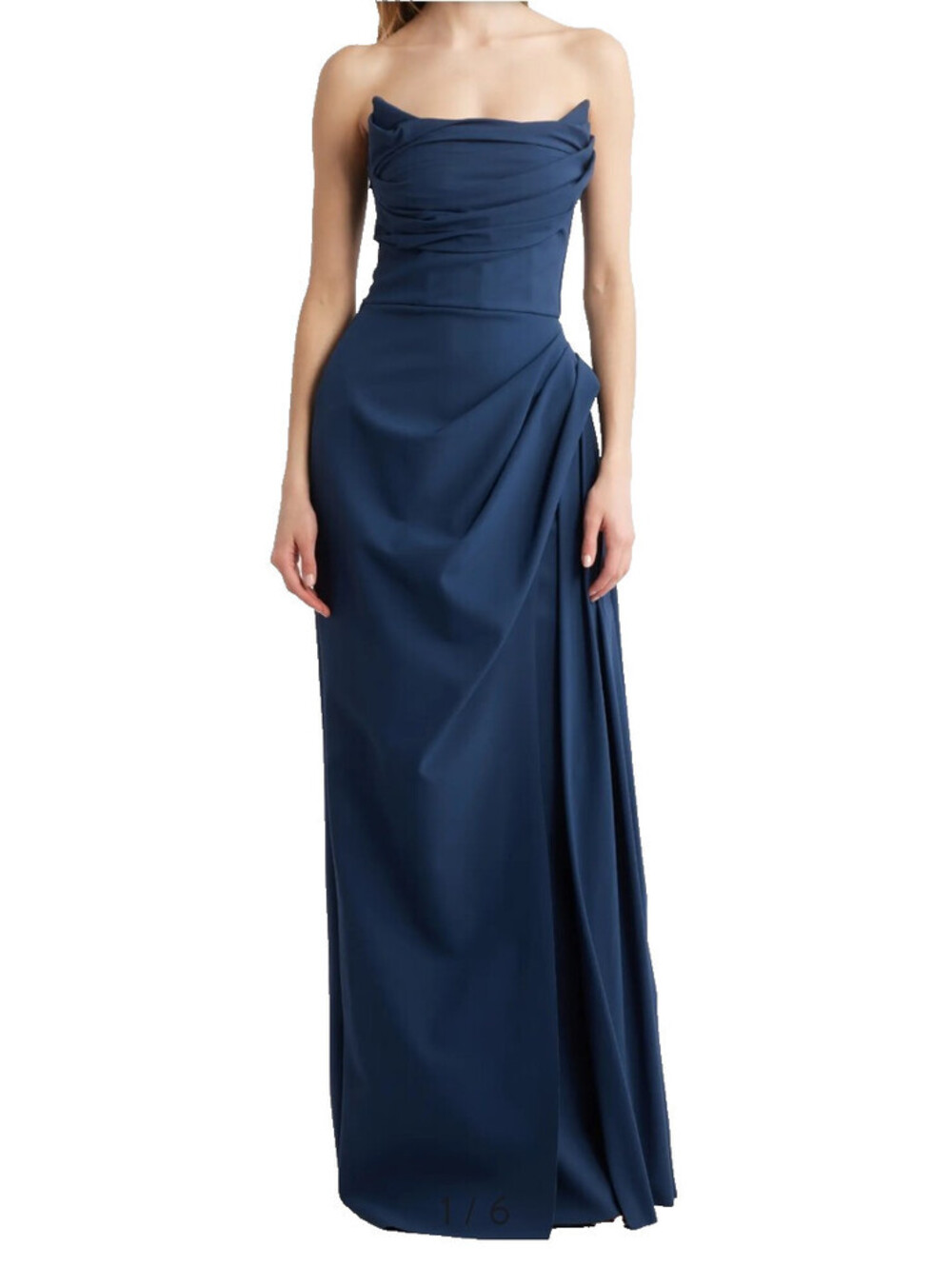 NEW, Chiara Boni La Petite Robe Dotai Draped Strapless Gown Size 46 #LD453